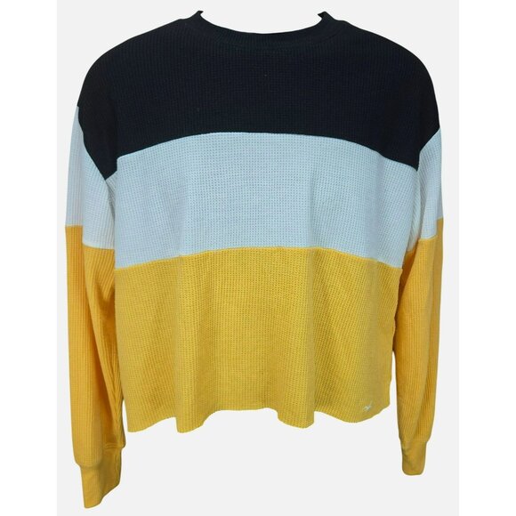 Hollister Womens Colorblock Long Sleeve Ribbed Knit Boyfriend Tshirt XS - Picture 1 of 8